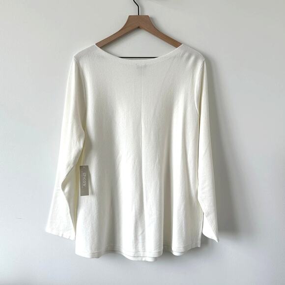 NWT Chico's Bateau Shirttail Sweater LS Basic Ecru Size XL - Picture 2 of 10